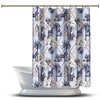 Multidimensional Palm Elephants with Leopards Blue Shower Curtain for a Exotic Look