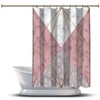 Multidimensional Pink Geometric Polygon Lines Shower Curtain, Printed and Waterproof for Bathtub