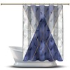 Multidimensional Royal Blue Triangle Shapes Shower Curtain, Geometric Printed and Waterproof for Bathroom