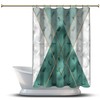 Multidimensional Teal Green Triangle Shapes Shower Curtain, Geometric Printed and Waterproof for Bathroom