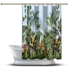 Multidimensional Tropical Trees And Plants Art Printed Shower Curtain, Waterproof Bathroom Decor