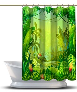 Multidimensional Tropics Shower Curtain Fantasy Forest Print