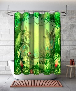 Multidimensional Tropics Shower Curtain Fantasy Forest Print