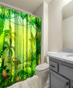 Multidimensional Tropics Shower Curtain Fantasy Forest Print