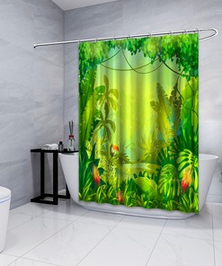 Multidimensional Tropics Shower Curtain Fantasy Forest Print