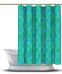 Multidimensional Turquoise Blue Vintage Moroccan Shower Curtain
