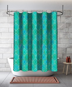 Multidimensional Turquoise Blue Vintage Moroccan Shower Curtain