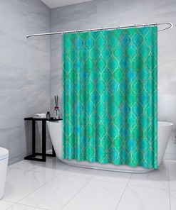 Multidimensional Turquoise Blue Vintage Moroccan Shower Curtain