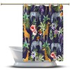 Multidimensional Zebra, Giraffe and Flowers Forest Printed Shower Curtain for a Fun Bathroom Decor