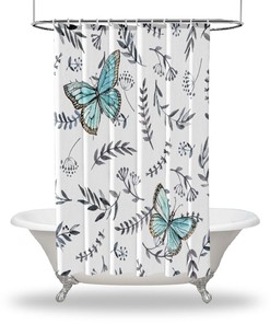 Multiple Butterflies Printed Shower Curtain, Nature-Inspired Art For Colorful Bathroom Decor