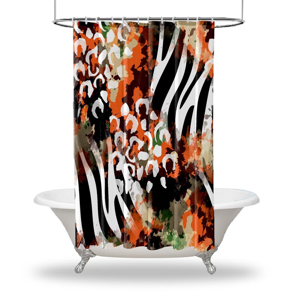Multiple Sized Leopard And Zebra Print Shower Curtain For Bathroom Decor
