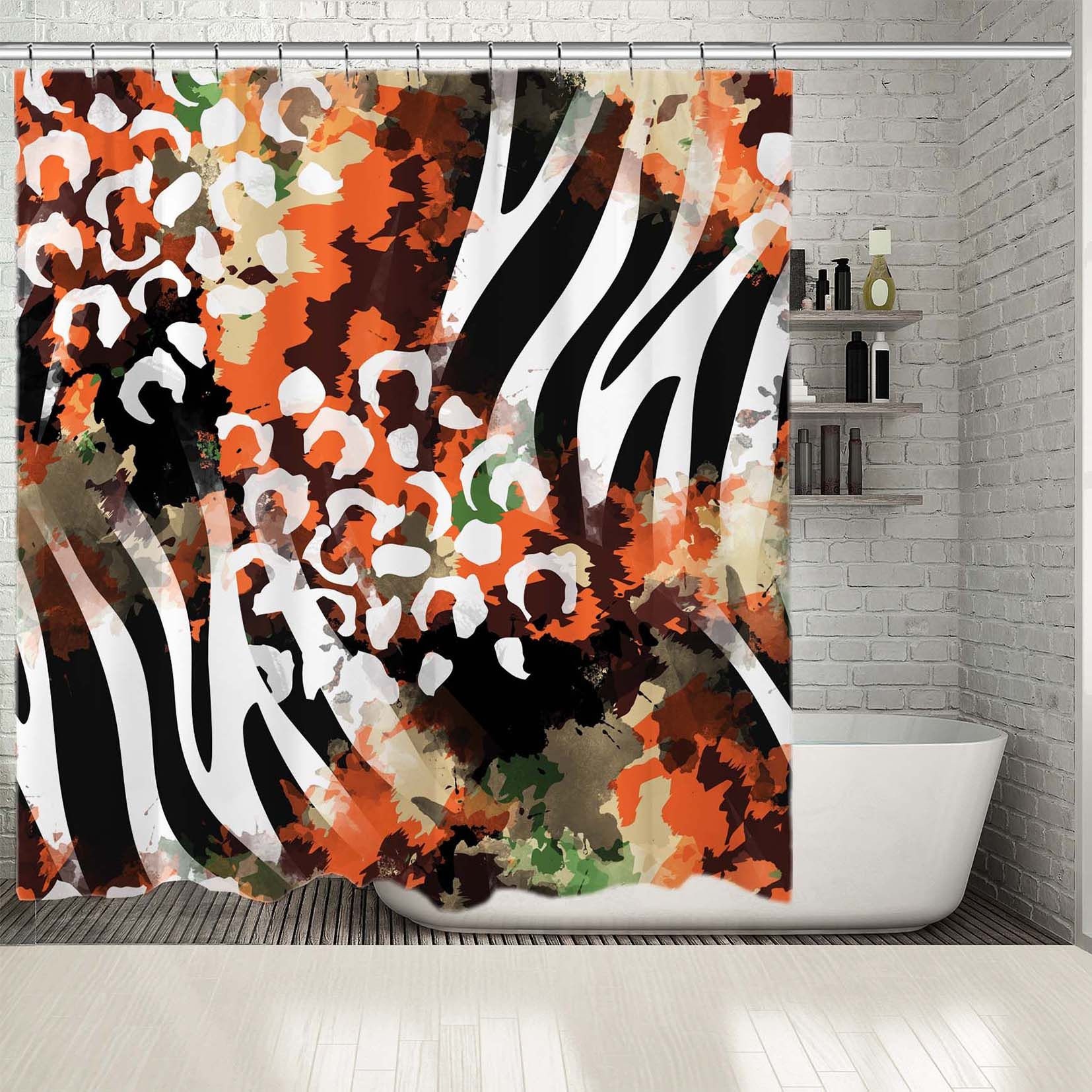 Multiple Sized Leopard And Zebra Print Shower Curtain For Bathroom Decor - Image 2