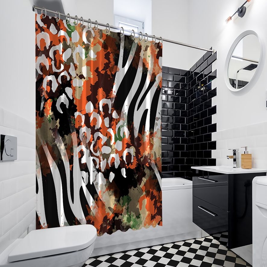 Multiple Sized Leopard And Zebra Print Shower Curtain For Bathroom Decor - Image 4