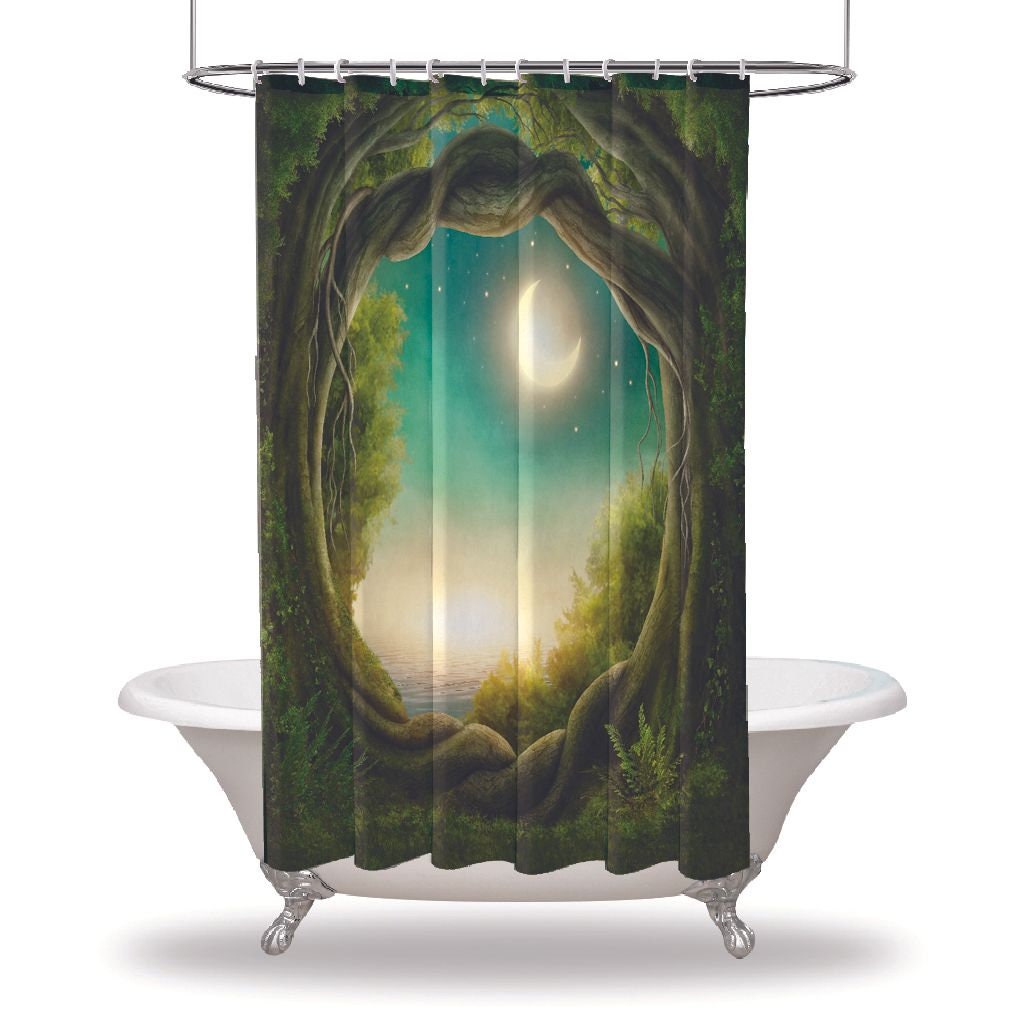 Multiple Sized Moon Decor Shower Drapes For A Fairytale-Inspired Bathroom