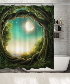 Multiple Sized Moon Decor Shower Drapes For A Fairytale-Inspired Bathroom