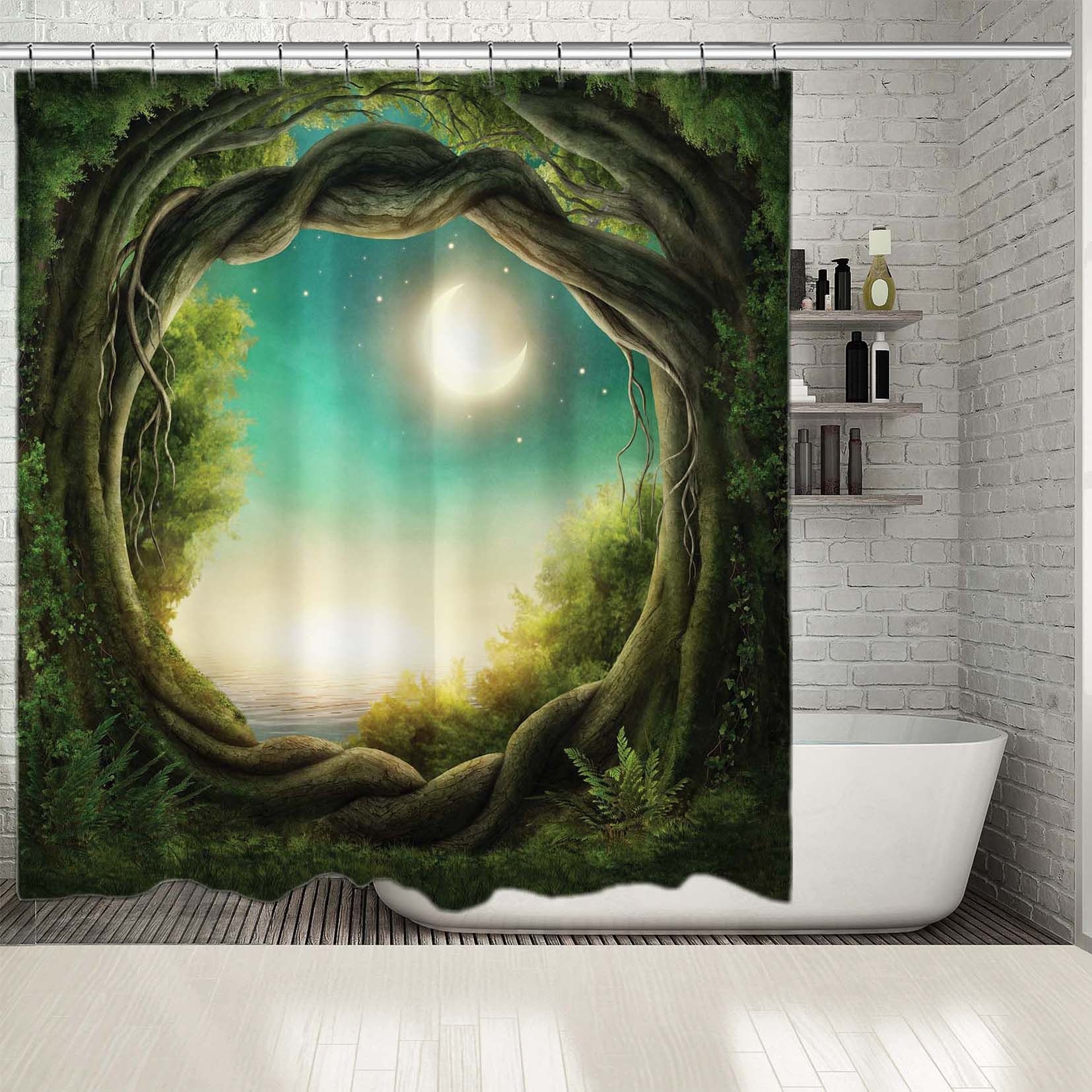 Multiple Sized Moon Decor Shower Drapes For A Fairytale-Inspired Bathroom