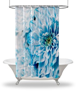 Multiple Sized Summer Blossom Flower Print Shower Curtain - Waterproof Drapes For Bathtub
