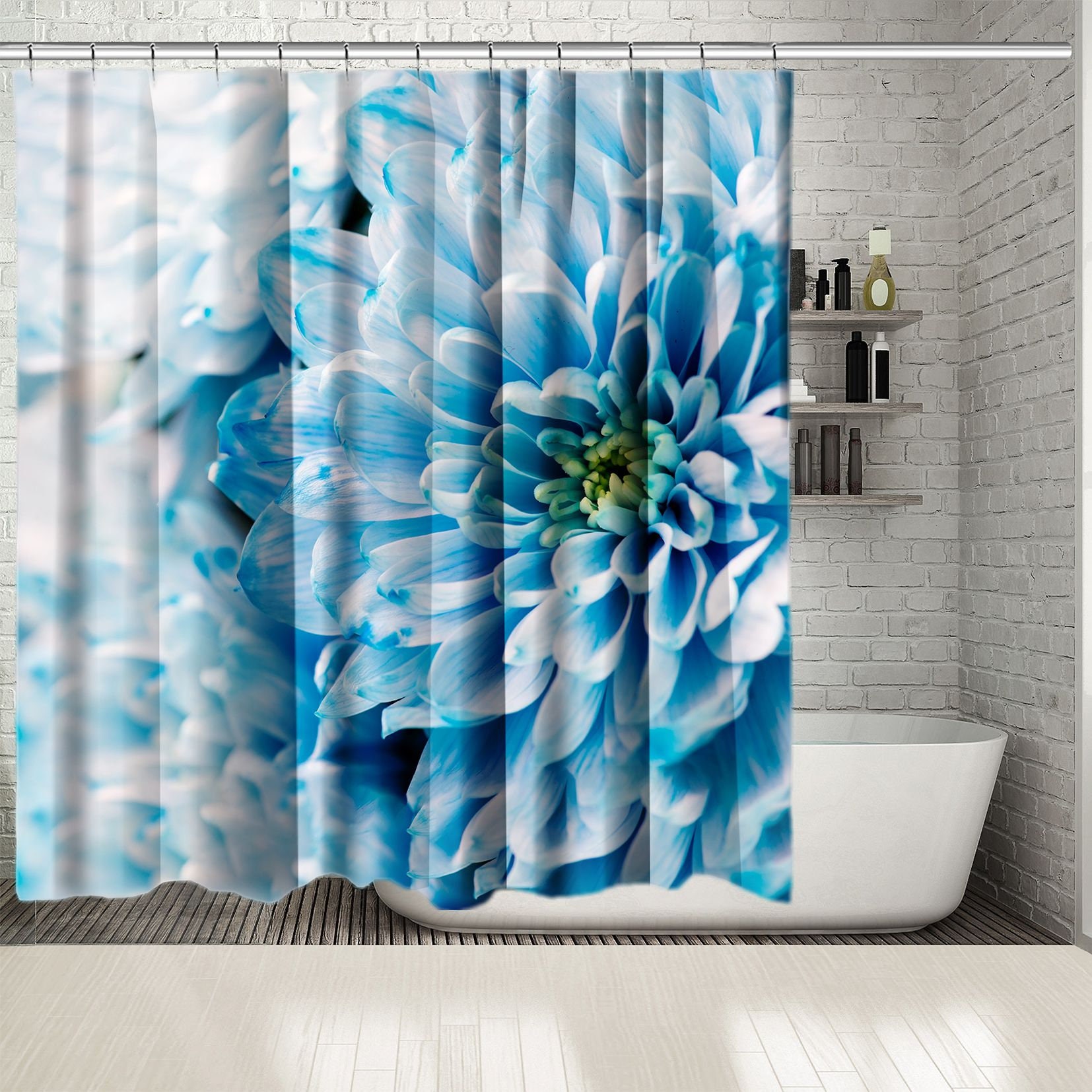 Multiple Sized Summer Blossom Flower Print Shower Curtain - Waterproof Drapes For Bathtub