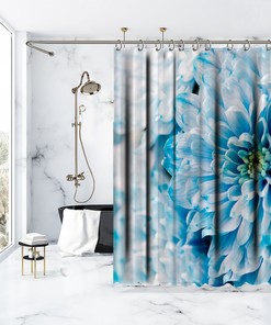 Multiple Sized Summer Blossom Flower Print Shower Curtain - Waterproof Drapes For Bathtub