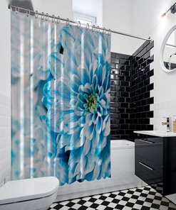 Multiple Sized Summer Blossom Flower Print Shower Curtain - Waterproof Drapes For Bathtub