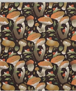 Mushroom Autumn Forest Printed Shower Curtain - Natural Home Decor