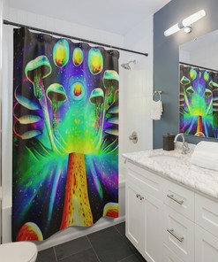 Mushroom Cloud Galaxy Trippy Shower Curtain for Psychedelic Bathroom Decor