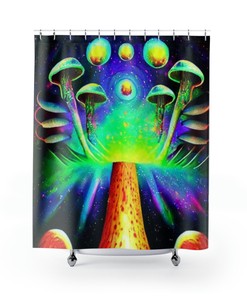 Mushroom Cloud Galaxy Trippy Shower Curtain for Psychedelic Bathroom Decor