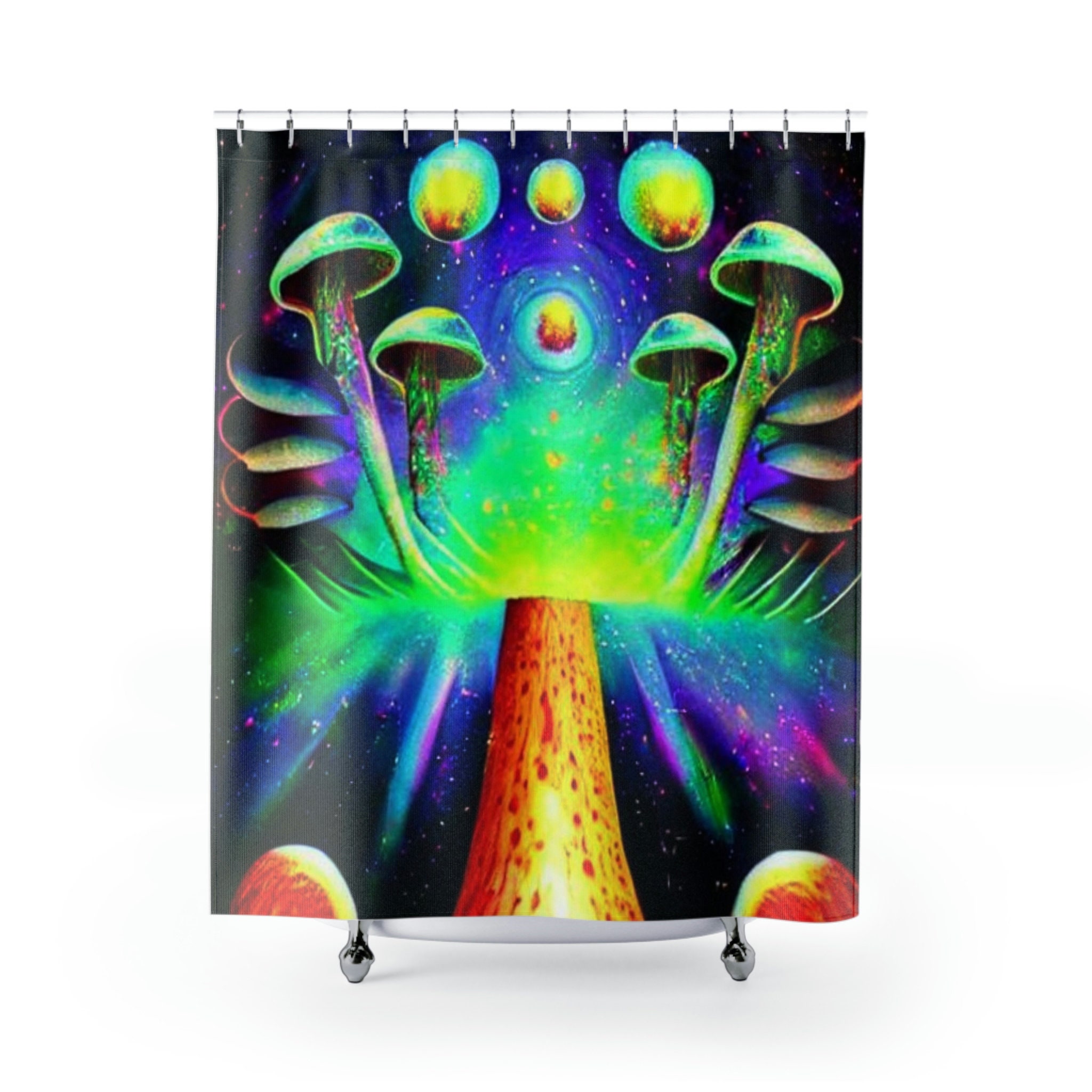 Mushroom Cloud Galaxy Trippy Shower Curtain for Psychedelic Bathroom Decor