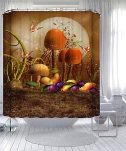 Mushroom Dream Shower Curtain With Waterproof Fabric For Bathroom