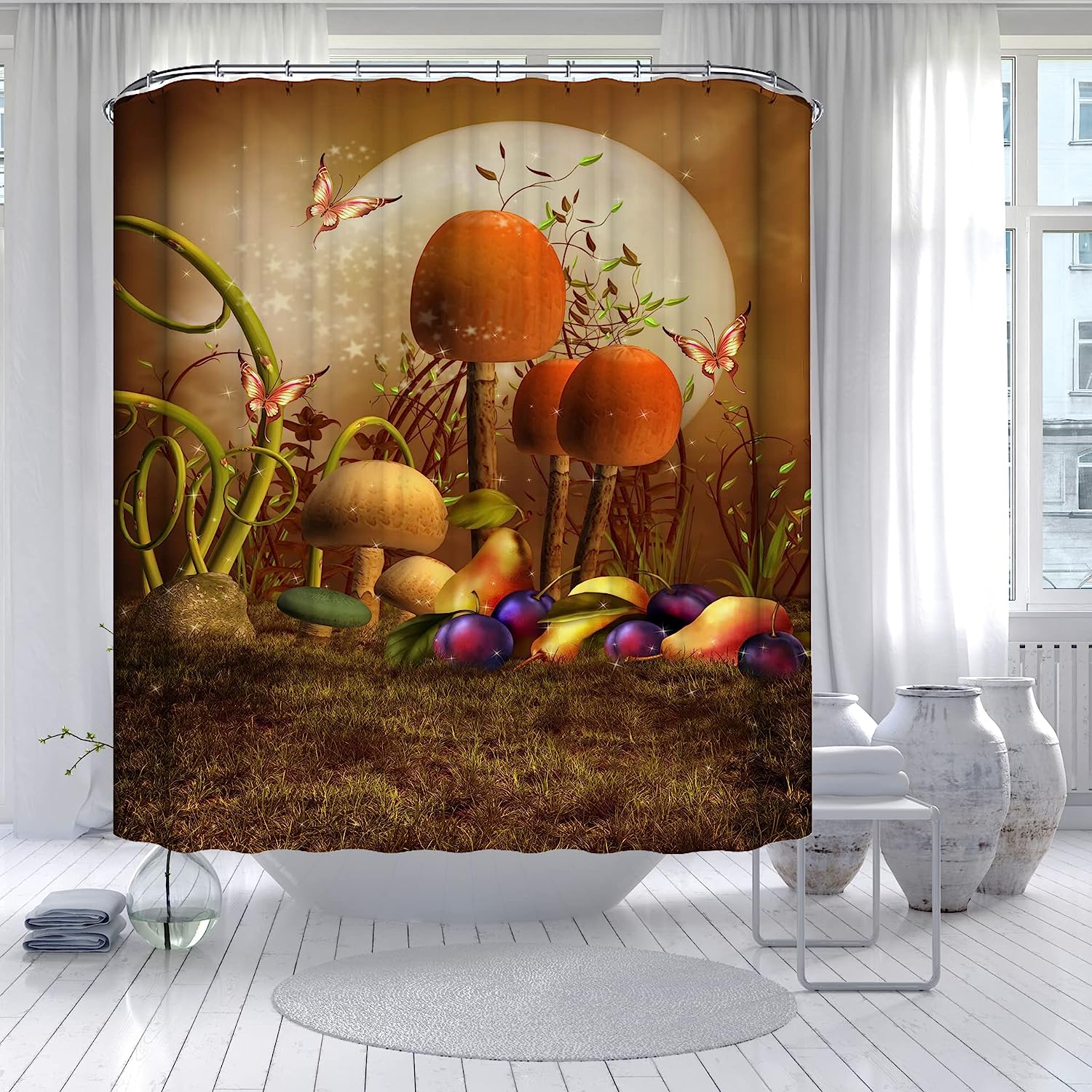 Mushroom Dream Shower Curtain With Waterproof Fabric For Bathroom