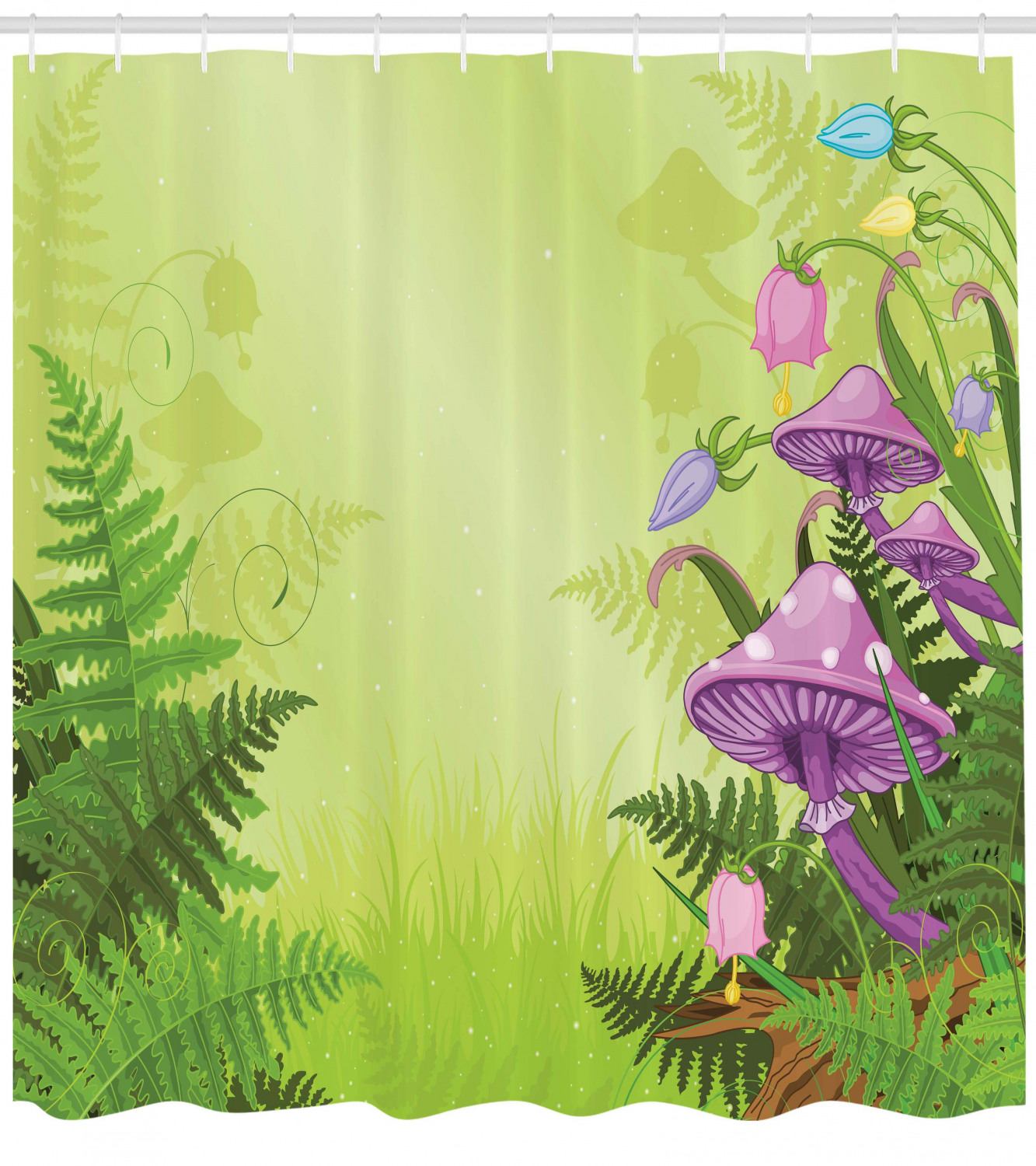 Mushroom Flower Magic Landscape Shower Curtain for Whimsical Bathroom Decor
