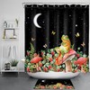 Mushroom Frog Moon Starry Sky Vintage Shower Curtain for Bathroom