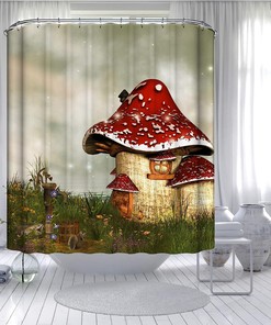 Mushroom House Shower Curtain - A Peek Into The Fairy Garden