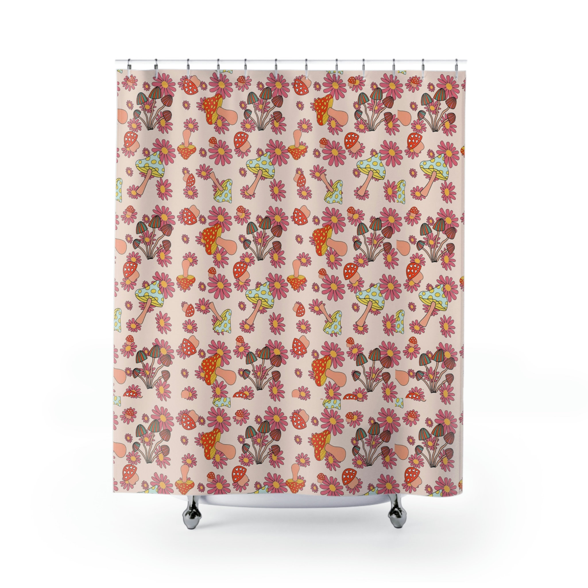 Mushroom Magic Groovy Mushroom Shower Curtain For Nature Lovers