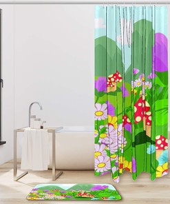 Mushroom Magical Garden Flowers Shower Curtain For Your Bathroom