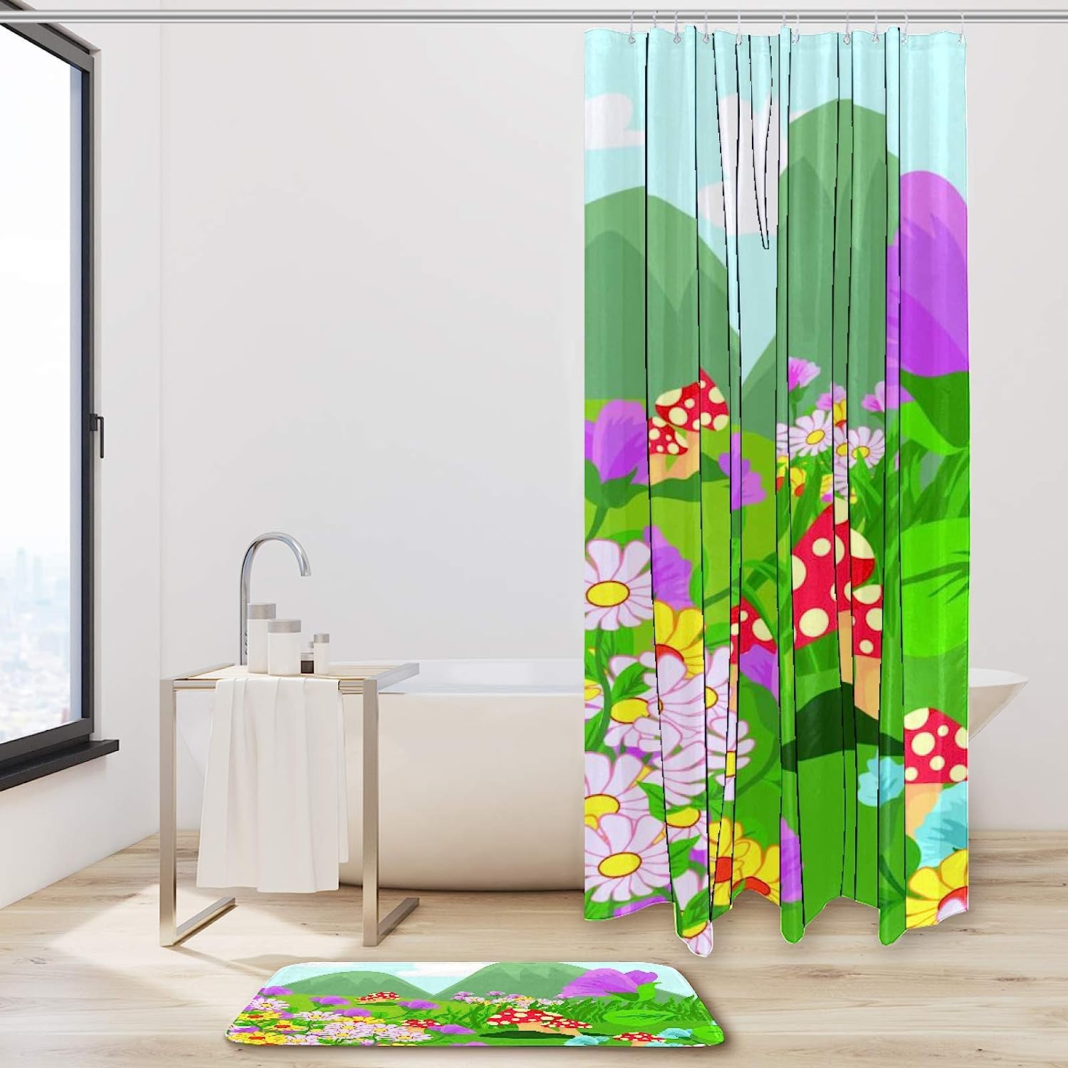 Mushroom Magical Garden Flowers Shower Curtain For Your Bathroom
