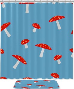 Mushroom Patterned Shower Curtain For Nature Lovers