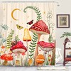 Mushroom Shower Curtain in Beige and Red Floral Butterfly Aesthetic Moon Flower