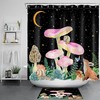 Mushroom Shower Curtain with Starry Sky Moon Funny Wild Animal Design 