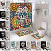 Mushroom Snake Flower Skull Fabric Shower Curtain - Vintage Flower Bathroom Decor 