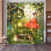 Mushroom Spring Fairy Waffle Weave Shower Curtain, Nature-Inspired Bathroom Accessory 