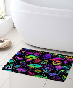 Mushroom and Colorful Skull Stars Shower Curtain for a Whimsical and Fun Bathroom