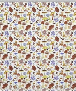 Mushrooms Vintage Shower Curtain, Nature Bathroom Decor by Vantaso