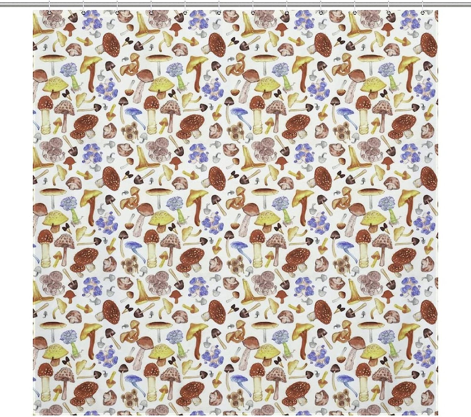 Mushrooms Vintage Shower Curtain, Nature Bathroom Decor by Vantaso