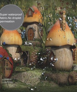 Mushrooms in Forest Shower Curtain, Fantasy Wonderland Dwarf Kid Nursery theme, Custom Design 
