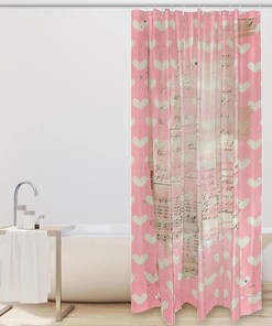 Music Note Heart Shower Curtain for Musical Bathroom Theme