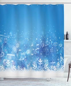 Music Notes Snowflakes Winter Shower Curtain