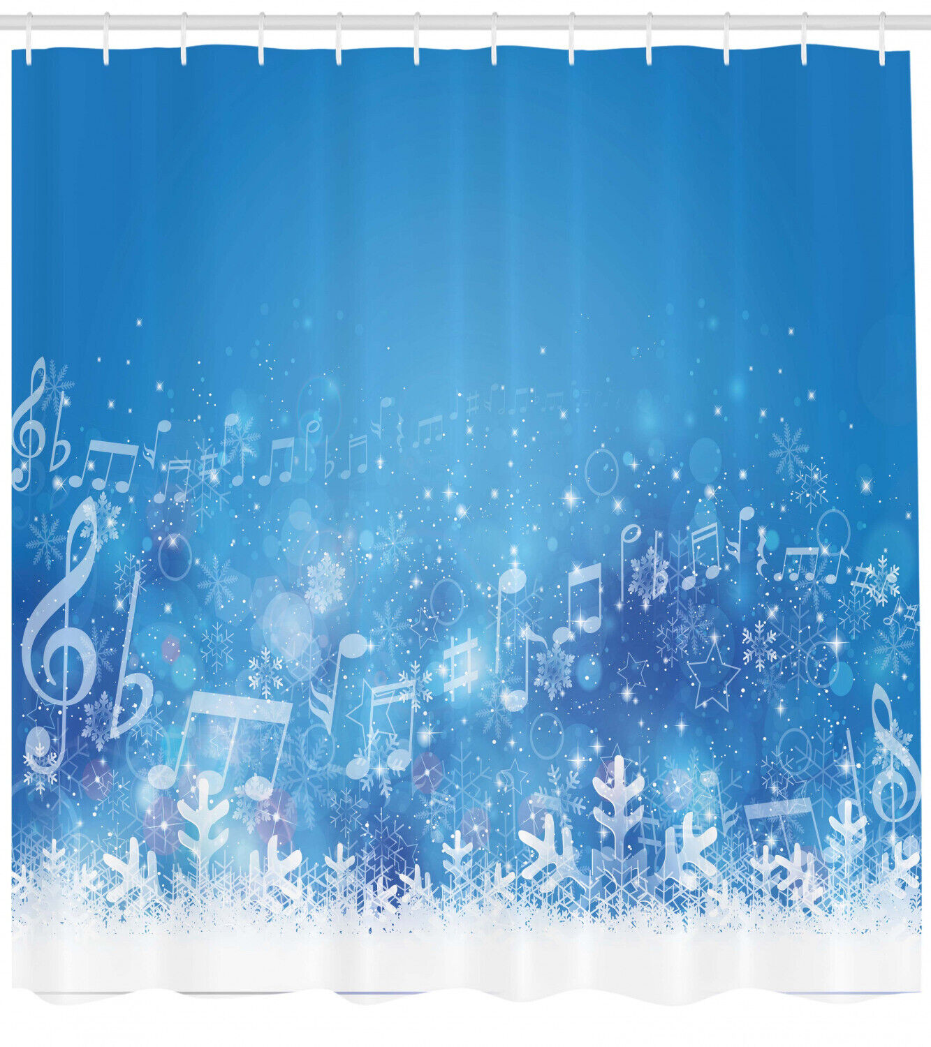 Music Notes Snowflakes Winter Shower Curtain