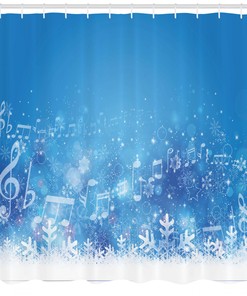 Music Notes Snowflakes Winter Shower Curtain