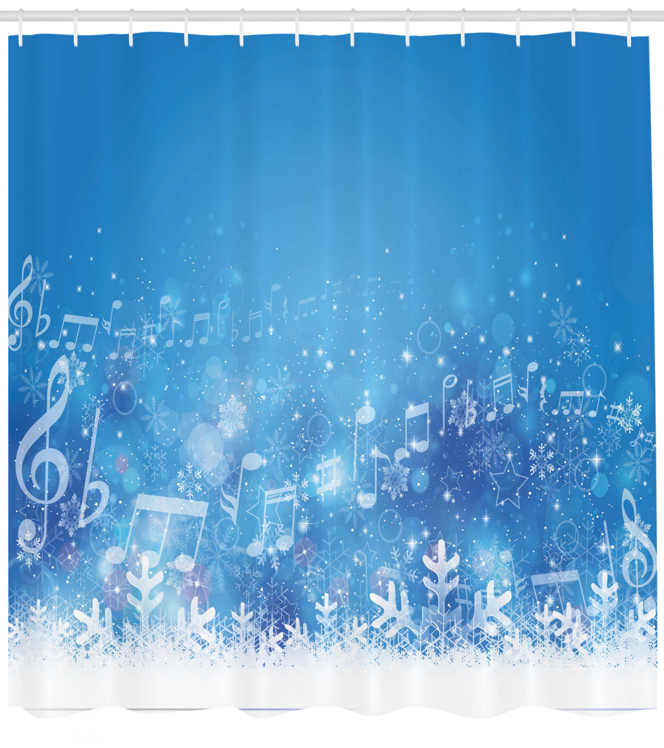 Music Notes Snowflakes Winter Shower Curtain